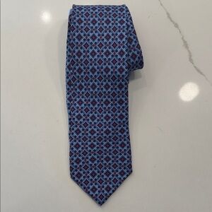 Salvatore Ferragamo Blue and Red Geometric Tie